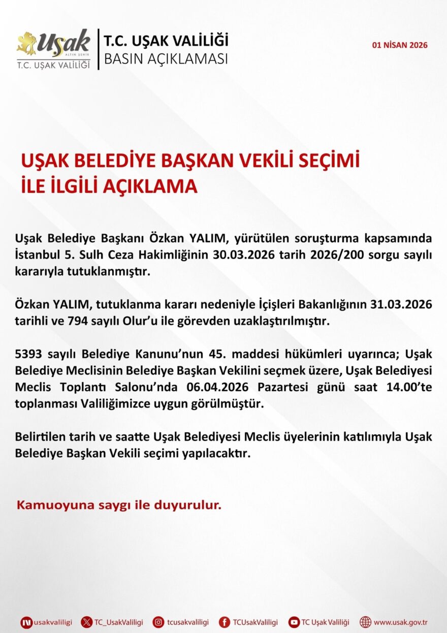 Uşak Belediyesinde seçim tarihi belli oldu